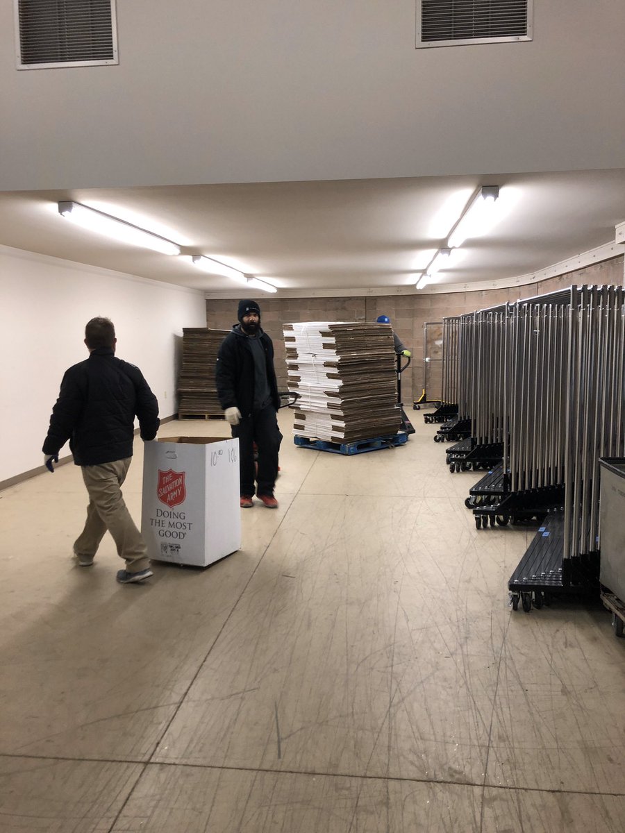 SAIndiana's tweet photo. We’d like to give @Indytwomen a big #shoutout! Today, they helped us clear out pallets from our #IndyAngelTree warehouse and move them to our EDS warehouse so that we could assemble blessings bags for central Indiana Corps. Thank you! #DoingTheMostGood https://t.co/ugLYYEaFcf
