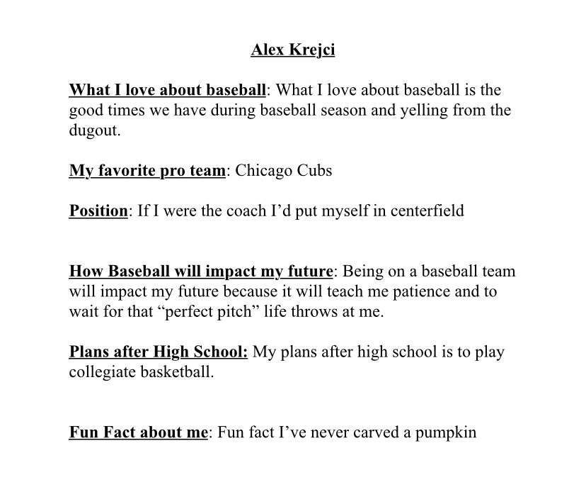 SomBCatBaseball's tweet photo. Alex Krejci, a sophomore, will be our team’s next featured athlete! https://t.co/yMfHqdvJwL