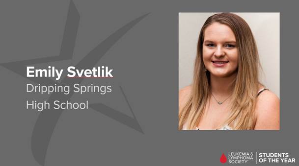 DSISD's tweet image. DSHS senior Emily Svetlik was a finalist in the Leukemia and Lymphoma Society Students of the Year program and won the Mission Impact Award for exemplary commitment to the mission of LLS exhibited through her campaign. #iamDSISD