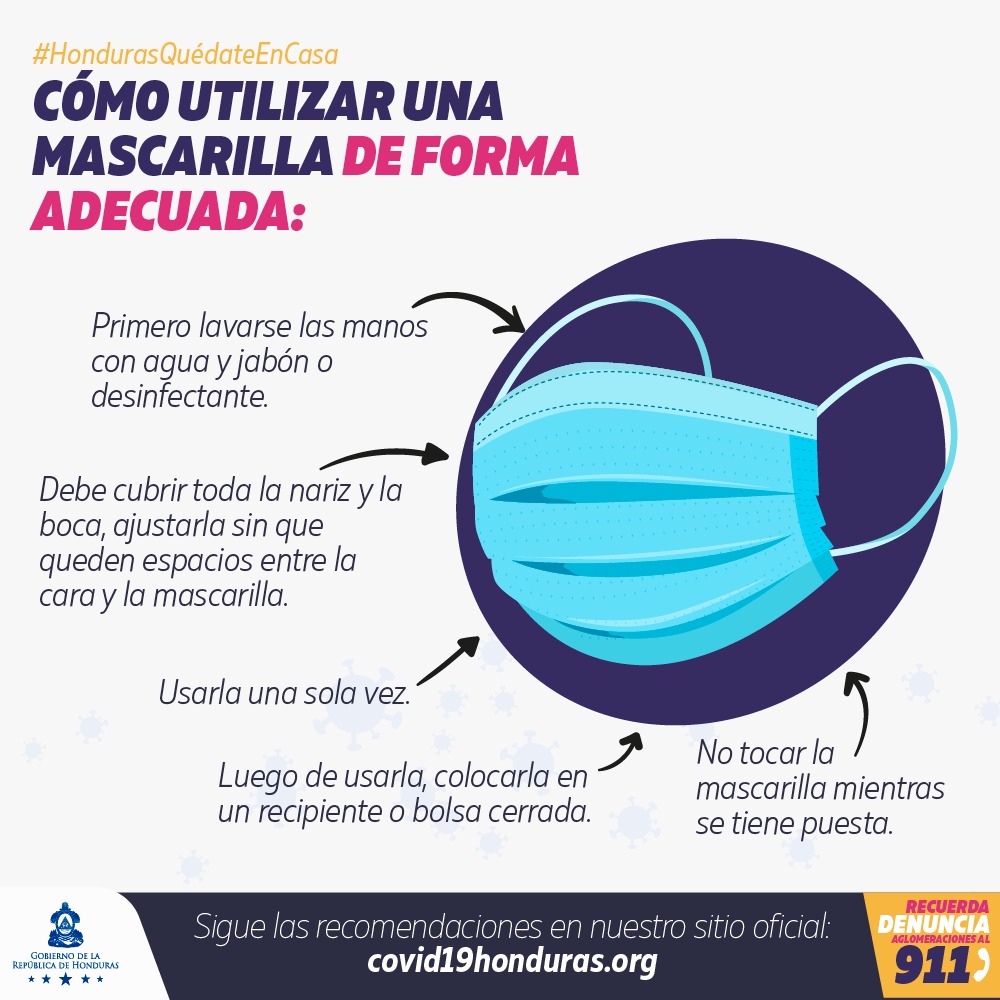 Secretaría de Seguridad Honduras on Twitter: "Como utilizar una mascarilla de forma adecuada #HondurasQuédateEnCasa https://t.co/5UDLiGk7dq" / Twitter