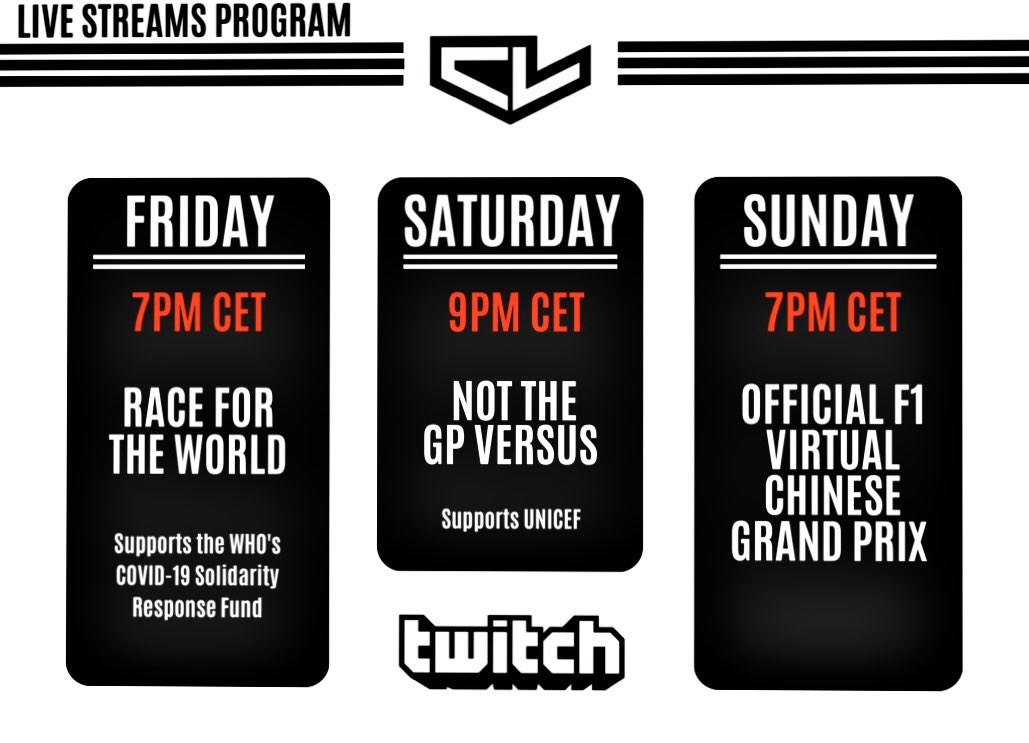 Charles_Leclerc's tweet photo. Next 3 days are going to be busy ! 

You will be able to watch all of this here :
https://t.co/O5nfSVgQeR https://t.co/LOTfrTPYuB