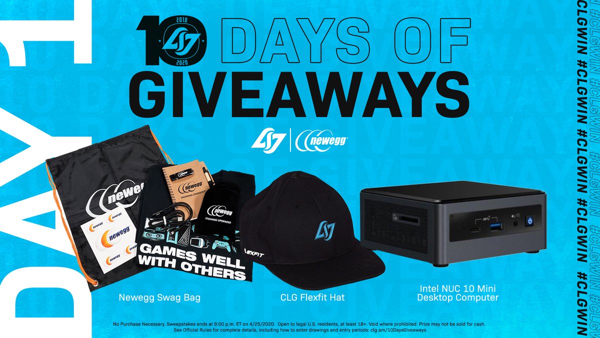 NRGLeague's tweet image. 10 years of CLG means 10 days of giveaways with @Newegg.

Win a prize every single day and have a chance to win @CLG_HotshotGG's ABS Gaming Desktop. 🤗 #CLG10

Day 1 Giveaway 
- Like
- RT
- Follow

NoPurchNec18+➡️ clg.am/10DaysGiveaways

#winwithNUC #getThunderbolt #CLGNeweggPC
