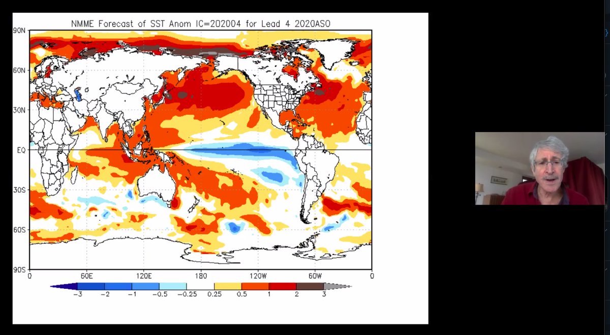 wxpizza's tweet image. Negative Indian Ocean Dipole increasingly likely over the next few months - which makes sense given indications for La Nina (🧐blue plume in Pacific🧐) ...
This map shows the NMME forecast for August-October averaged SSTs conditions. #iriforecast
