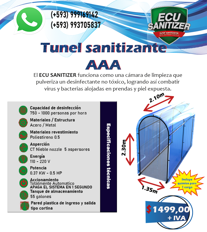 SagaGaleano's tweet photo. Venta de #TunelSanatizante #Ecusanitizer para combatir #COVID19Ecuador ideal para empresas y negocios 100 % operativos y de calidad. Cuida de ti y de los demás entregas en todo el #Ecuador  📞⬇️📞 https://t.co/2XO8ExVRHZ