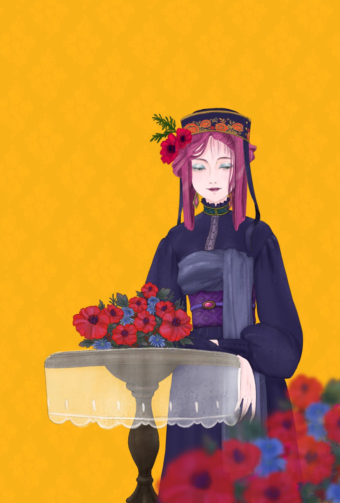 ワト I Wato Russian Beauty ロシアの可愛さに目覚めて燻ったのでロシア風の模様をあしらった衣装の女性を イラスト イラ拡 拡散希望 絵描きさんと繋がりたい アート ロシア レトロガール 民族衣装 ポピー Illustration Art Russiangirl Russia