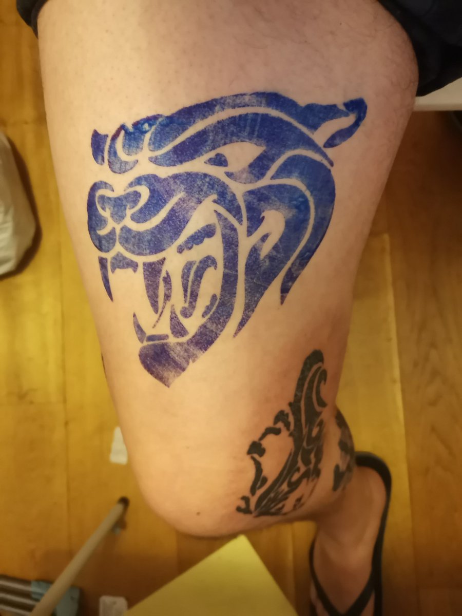 Benware69512337's tweet photo. Tonight work will post up the result wen finished #tattoo #ink #Panthers #tribal https://t.co/UeKTrB7Pgy