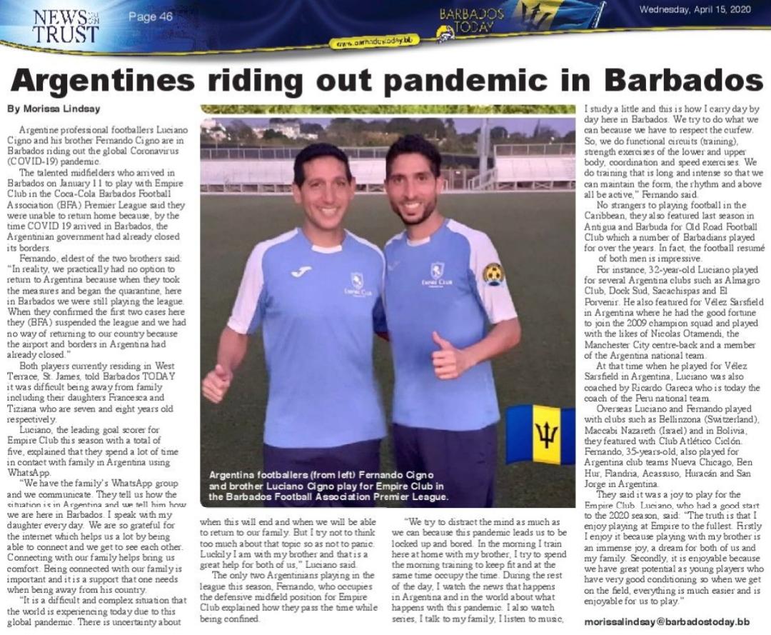 luchocigno's tweet photo. Acá les comparto el link de una entrevista que hicimos hoy con @pechocigno para el diario @barbadostoday 

Interview for the newspaper @BarbadosToday
#Thursdaynewspaper

https://t.co/uqCLTl8dtr https://t.co/pkSqG6AEIq