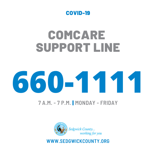 SedgwickCounty's tweet photo. As a reminder: COMCARE of Sedgwick County is offering a Support Line for individuals who may be experiencing an elevation in mental health symptoms. Individuals may call 660-1111 from 7 a.m. to 7 p.m., Monday through Friday. https://t.co/BNaJiYFNXE