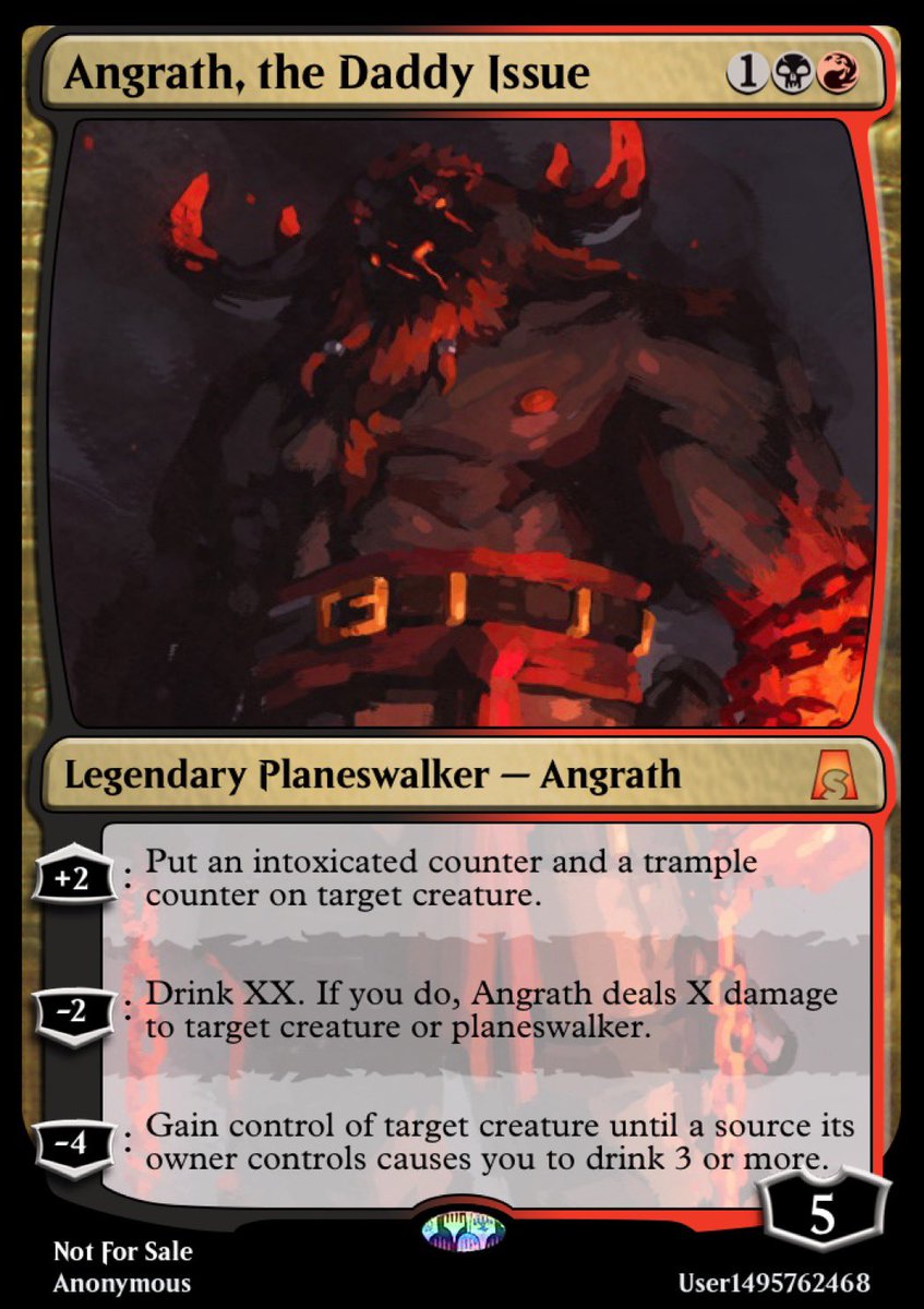 TheBoozeCube's tweet photo. Also, for your quarantined amusement, here’s a *very* rough sketch of a new Angrath. #BoozeCube #mtgcustomcard https://t.co/EpFhmeXc7J