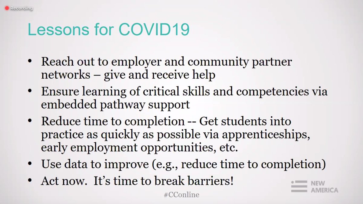 NewAmericaEd's tweet photo. In addition to this attached list of #highered lessons for #Covid19, Prof. Marianne Krismer emphasized not forgetting about #equity and #diversity, particularly in these times. #CConline https://t.co/qqk50U9Hh1