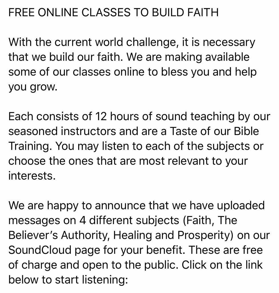 ToksAdejuwon's tweet photo. FREE ONLINE CLASSES TO BUILD FAITH 

(Kenneth Hagin’s) Rhema Bible Training Centre Nigeria is offering 12 hours of sound teaching on each of these subjects: Faith, Healing, The Believer’s Authority, and Prosperity free of charge on 

https://t.co/faLTMhcZ8x https://t.co/GScZX6v5So