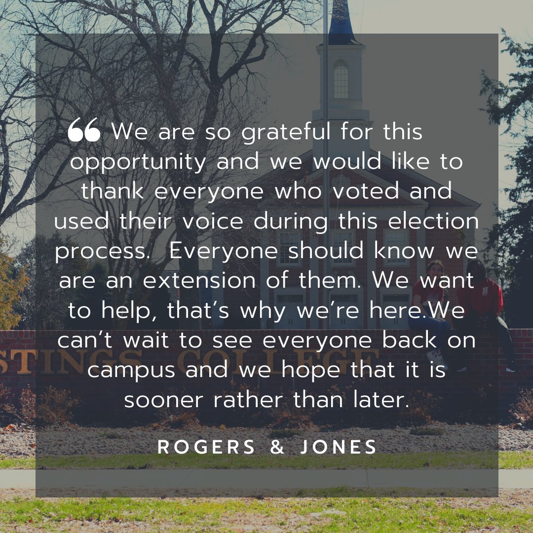 VoteRogersJones's tweet photo. 🐴Thank you to everyone who voted! We are so excited to be your next Student Association President and Vice President! https://t.co/Jrngp04zcO