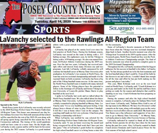 northposeyhs's tweet photo. Congratulations to North Posey baseball player Kyle LaVanchy for being selected to the Rawlings All-Region Team!!!!! ⚾️⚾️⚾️ https://t.co/SUeqaGB9FS