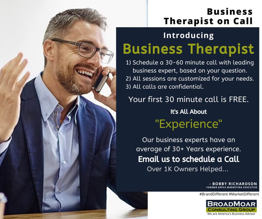 JVMiller4's tweet photo. Business owners need an expert to talk to, introducing our FREE Call to a Certified Business Therapist. https://t.co/C3C264EyfB
#jvtips #startup #Entrepreneur #broadmoaradvisor #SmallBusiness #Marketing #marketingstrategies #brandstrategist #brandconsultant #TherapistsConnect https://t.co/AQ3AxTIhT9