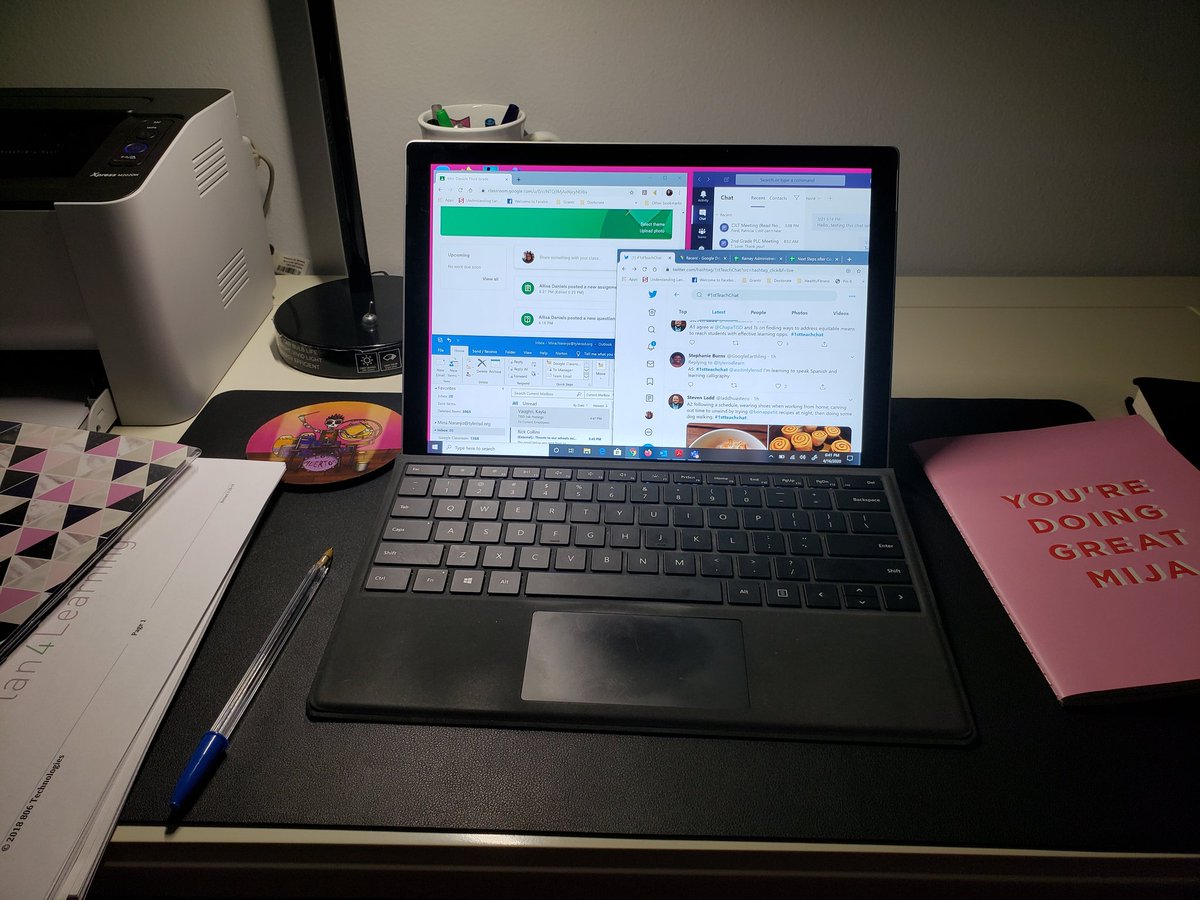 A1: Missing my double screen. Maybe I need to start using my television 🤔 #1stteachchat