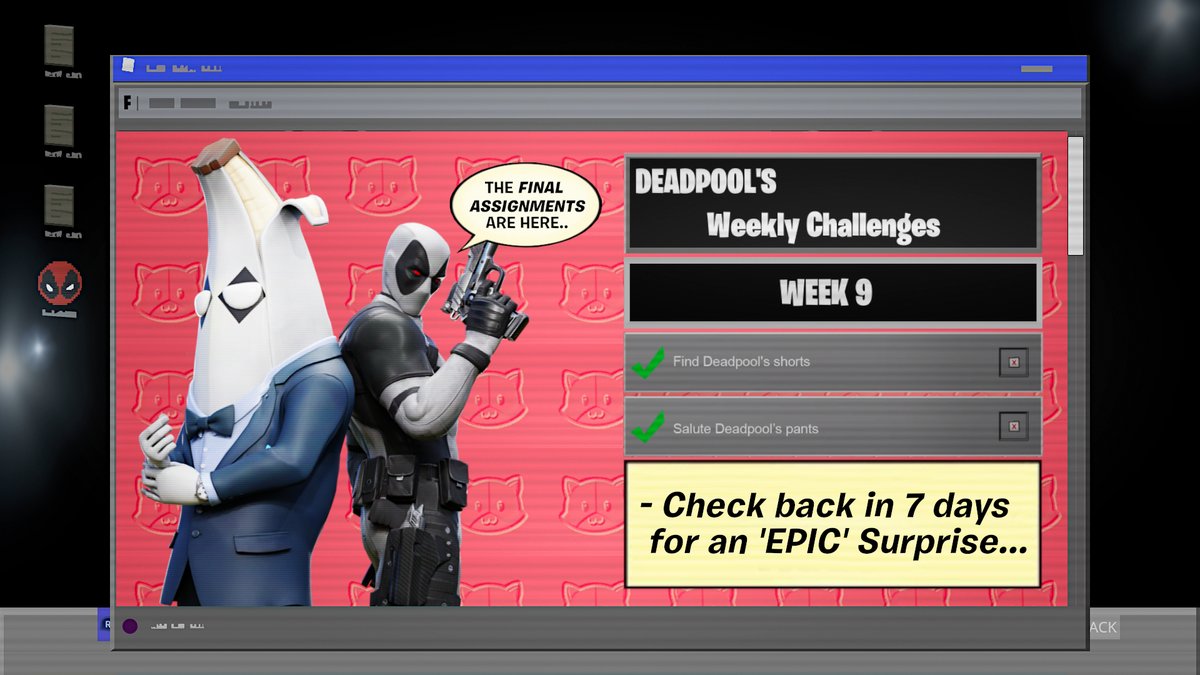 FriendlyMachine's tweet photo. ‼️🚨NEW VIDEO🚨‼️

~ https://t.co/OwOVH0P1Wr

NEW *FINAL* DEADPOOL REWARDS ADDED TO FORTNITE! (WEEK 9)

#Fortnite #Deadpool #DeadpoolChallenges

🚨‼️LIKE &amp; RT‼️🚨 https://t.co/kVEsjkzlj5