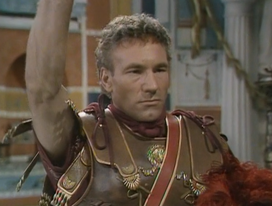 44:00 of episode 4 -- the first Patrick Stewart sighting.His Sejanus is excellent.