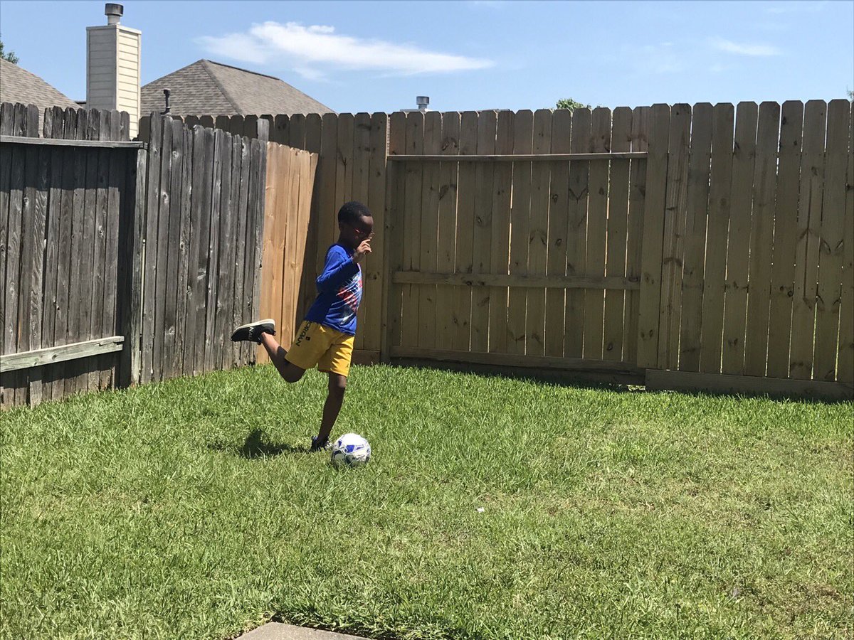 stacie_tackett's tweet photo. I.J. getting active, playing soccer in the backyard today!  #firstgraderocks #gfegetactive @stacie_tackett @GreenwoodKISD https://t.co/gwaKJt2xxw