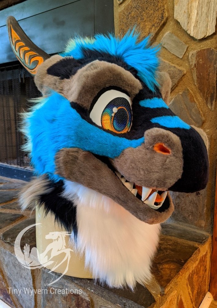 Tiny_Wyvern's tweet image. Just finished this artistic freedom boi  for @skyecabbit &amp;amp; I'm so very happy with how he came out! Thank you for commissioning me, he was a joy to create! ^o^ More pics soon! 
🐉
🐉
#fursuitmaker #fursuit #fursuithead #furryfandom #furry #fursuiter #furryartist