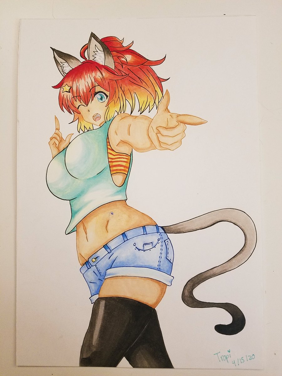  #WaifuWednesday thread! Every Wednesday we trace a anime babe and color her in with copic markers. Here is 4-15-20 UwU