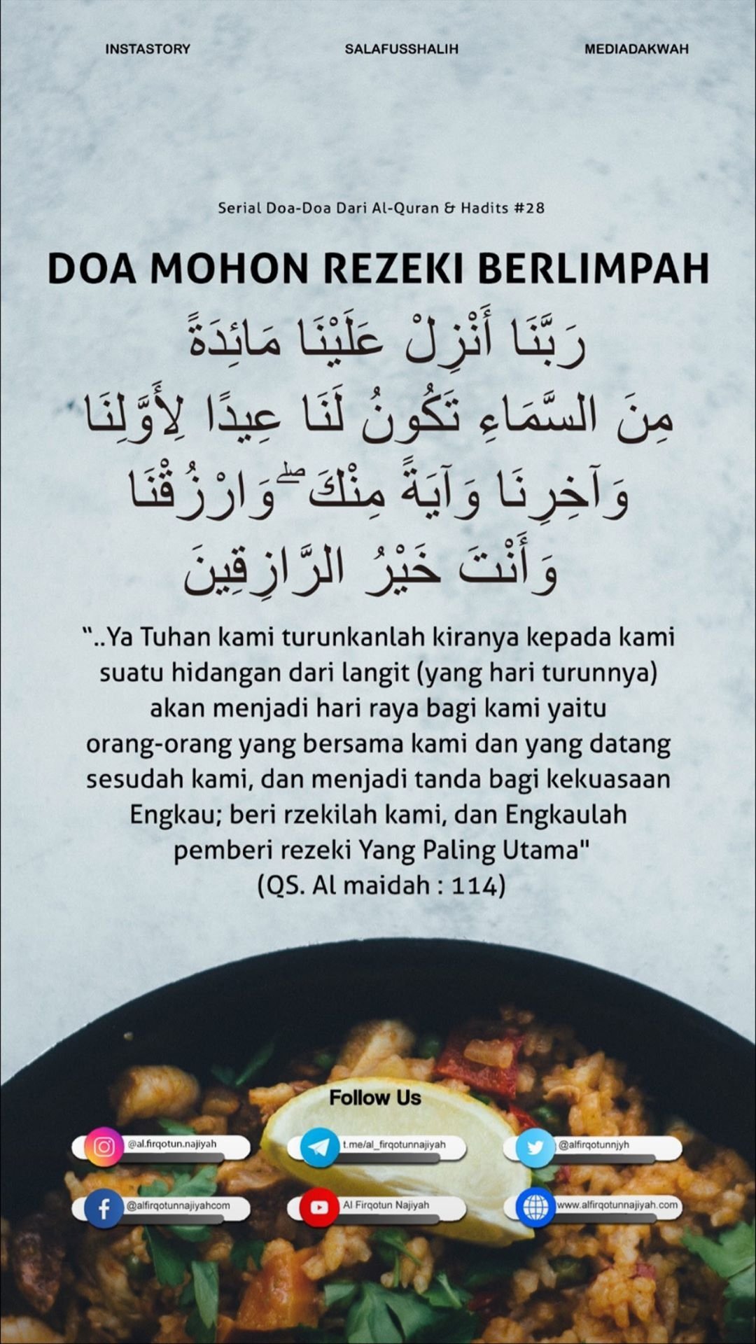 Al Firqotun Najiyah On Twitter Serial Doa Doa Dari Al Quran Amp Hadits 28 Doa Mohon Rezeki Berlimpah Alfirqotunnajiyah Alfirqotunnajiyahcom Joinwithafn Supportafn Pakeafnaja Https T Co Dvjkw4hzgc Twitter