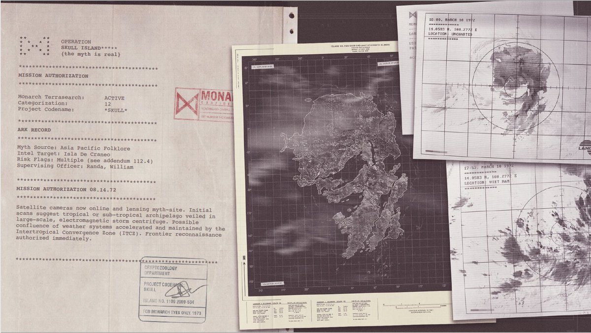 Take a closer look at the satellite images that prompted the discovery of Skull Island, as well as the classified mission authorization file for the expedition into the unknown. #MonsterverseWatchalong