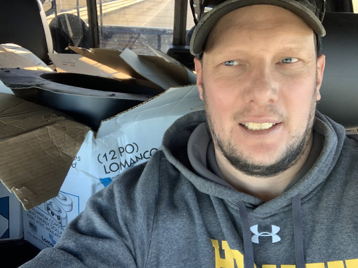 GnHROOFING's tweet photo. Install three whirlybirds today, can’t have them flying out of the truck so here they are in the backseat with me!! https://t.co/4idruvy3uD