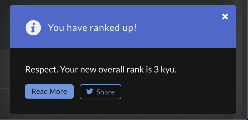 KabirTheNomad's tweet photo. Day 75 of #100DaysOfCode 

Reached 3 kyu in @codewars.  Been solving lot of problems on @LeetCode as well.

#AltCampus #3kyu #javascript #prototype https://t.co/j2ptjf1lgI