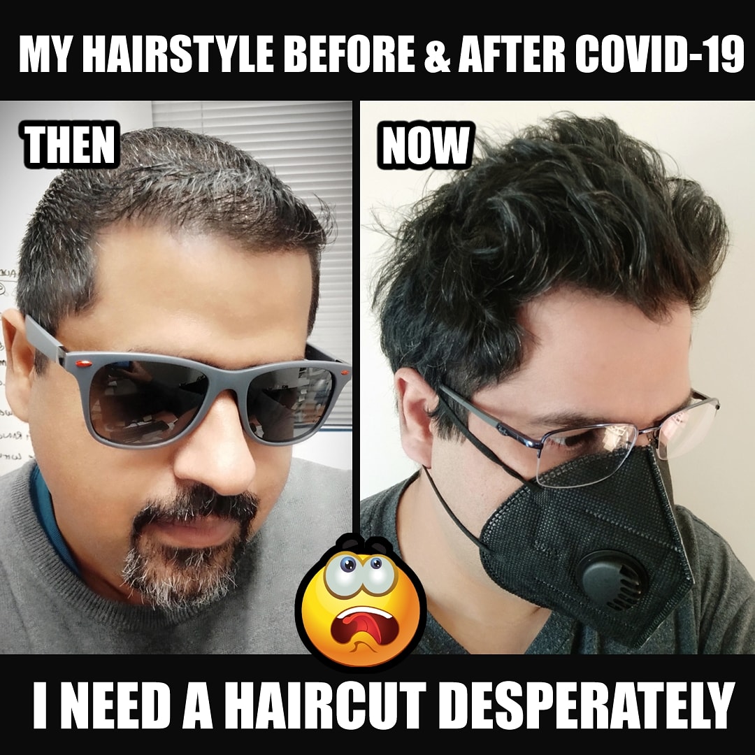 GautamModkar's tweet image. Before &amp;amp; after COVID-19. Need a haircut desperately.