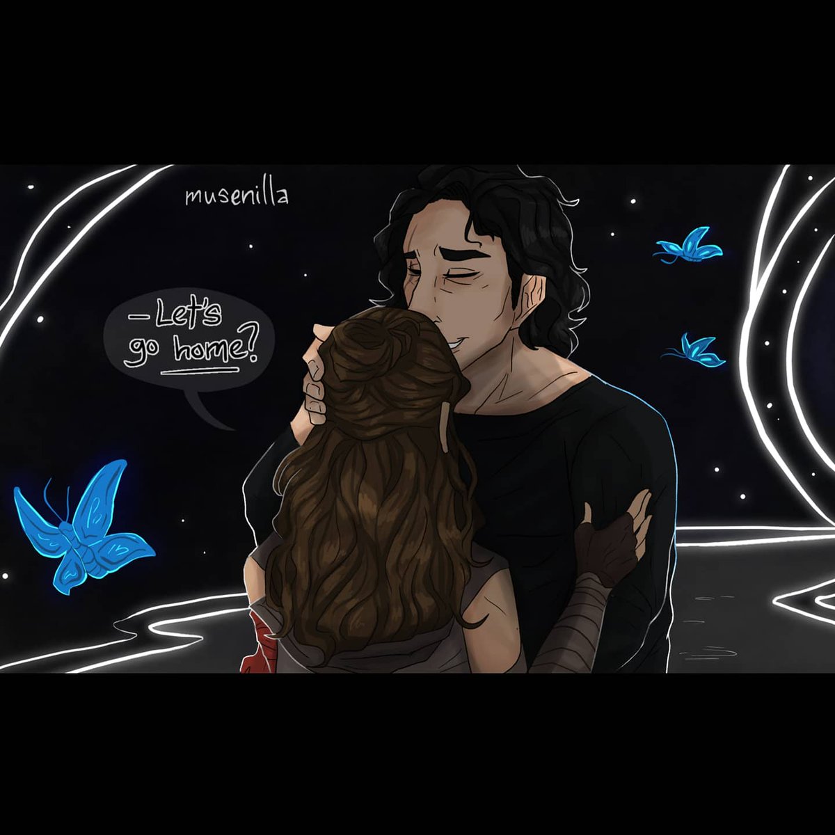 Part 9/10 of another small Reylo comic arc!
Alexa, play turning page by sleeping at last cause drawing these two made me ugly cry :'D 💙

#StarWars #reylolove #reylo #Rey #BenSolo #kyloandrey #comic
