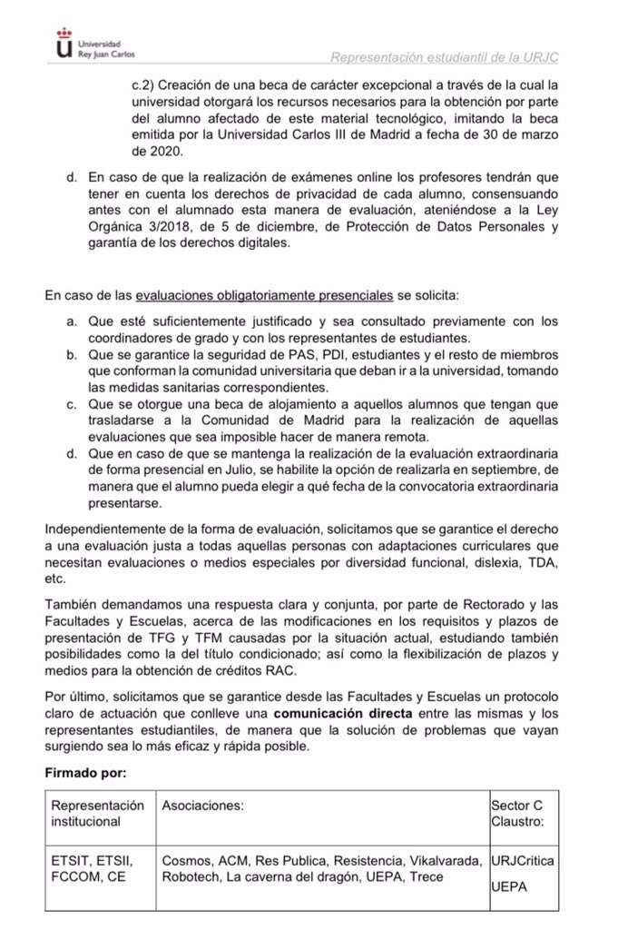 ¡Buenas! Hemos elaborado este documento en conjunto con otros sectores de la representación estudiantil. Mañana lo presentarán a Consejo de Gobierno los compañeros representantes. Unimos voces para conseguir que nos escuchen!