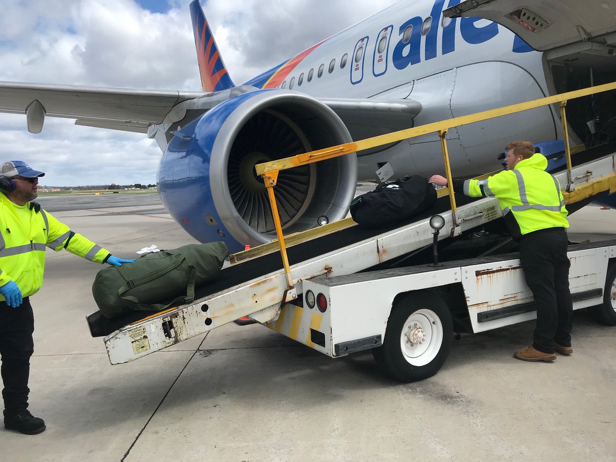 FlyABE_'s tweet photo. These are the smiling faces before takeoff! #Thankyou to frontline employees in our #aviation services department at your #neighborhoodairport. Flight schedules are down but morale is still flying high. #COVID19 #frontlineemployees #safestrongresilient @Allegiant https://t.co/6YdxoUSrsh