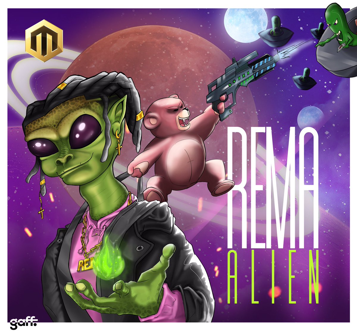 Late to join but, here’s my Submission for the <a href="/heisrema/">REMA</a> Alien 👽 cover art. 
Please please guys all I ask is yur RTs, shares and kindly tag him. 🙏🏽
@MAVINRECORDS <a href="/thejonzingworld/">thejonzingworld</a> 
#RemaAlien