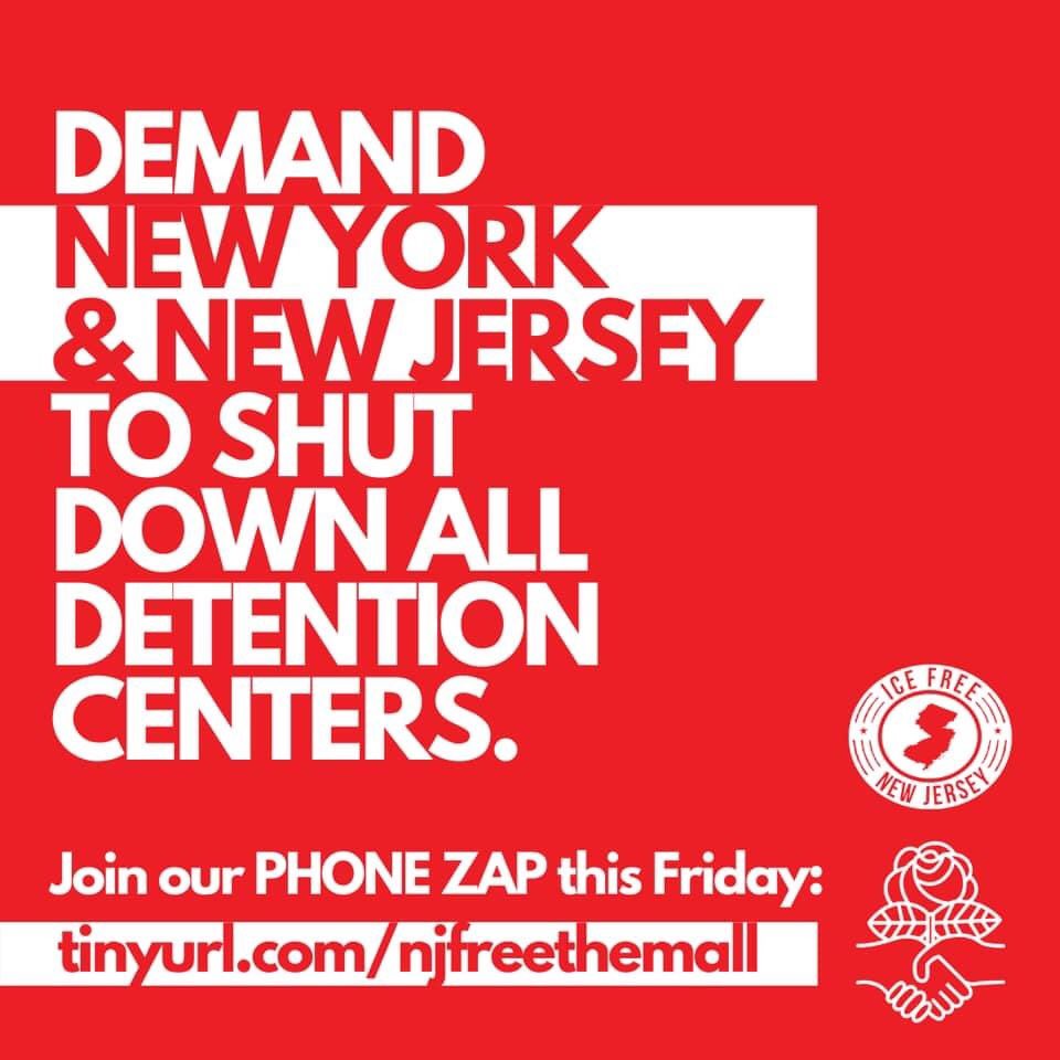 Demand New York and New Jersey to Shut Down All Detention Centers

#FreeThemAll Phonezap to Demand Release of New Jersey ICE & Rikers Detainees
#abolishICE #ICEFreeNJ #FreeThemAll
@CentralNJDSA @ICEfreeNJ @AshAgony @_GreatUnwashed 

actionnetwork.org/events/freethe…