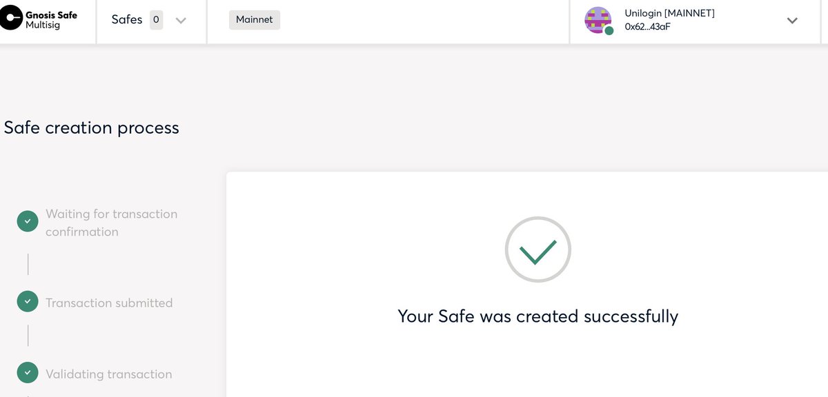 You can now use gnosis-safe.io with <a href="/unilogin/">UniLogin</a> which means you can create a multisig gnosis safe from another gnosis safe and then add a bunch of other gnosis safes as their owners and I find that particularly charming!