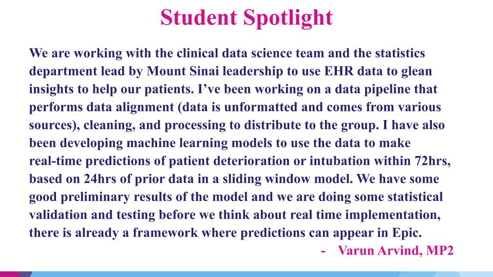 Our <a href="/SinaiMSTP/">SinaiMSTP</a> classmates have taken extraordinary steps to help with COVID-19 efforts. We wanted to share how <a href="/VarunArvind/">Varun Arvind</a>  (MP2) has been working on using patient data to predict patient outcomes to help healthcare workers better manage patients on the front lines.