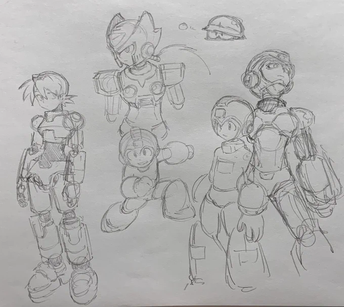 なんか描きたくなったのでぼんやりとロックマンのらくがきしてました 