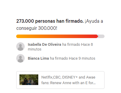 Not the petition making me HAPPY before i go to sleep, oh wait. yes it is. 273K, PEOPLEEEEE!!!!!!27K away from the goal April 16, 2020.15:47 pm. #renewannewithane