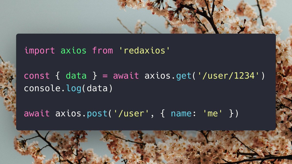 _developit's tweet photo. Redaxios: axios for the browser, 800b and uses fetch
https://t.co/aXGk49xbYU https://t.co/QhzXO79bWO
