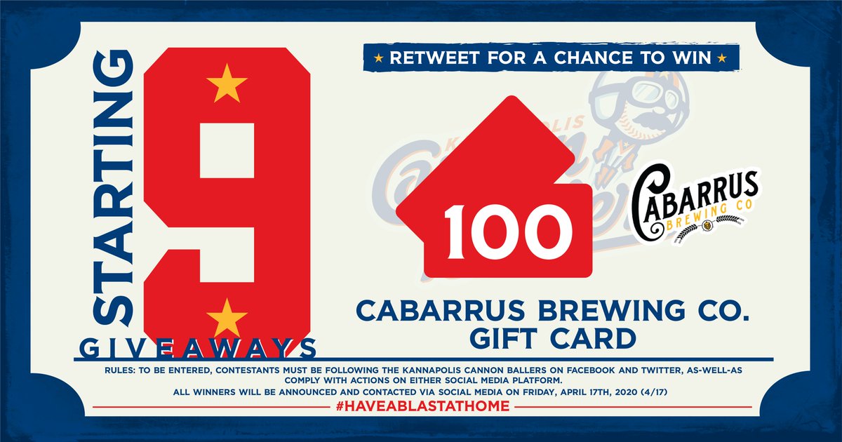 Kcannonballers's tweet photo. RETWEET for a chance to win a $100 Cabarrus Brewing Company gift card!

Thank you @CabarrusBrewCo for helping us #HaveABlastatHome! https://t.co/ZLjMmThIQP