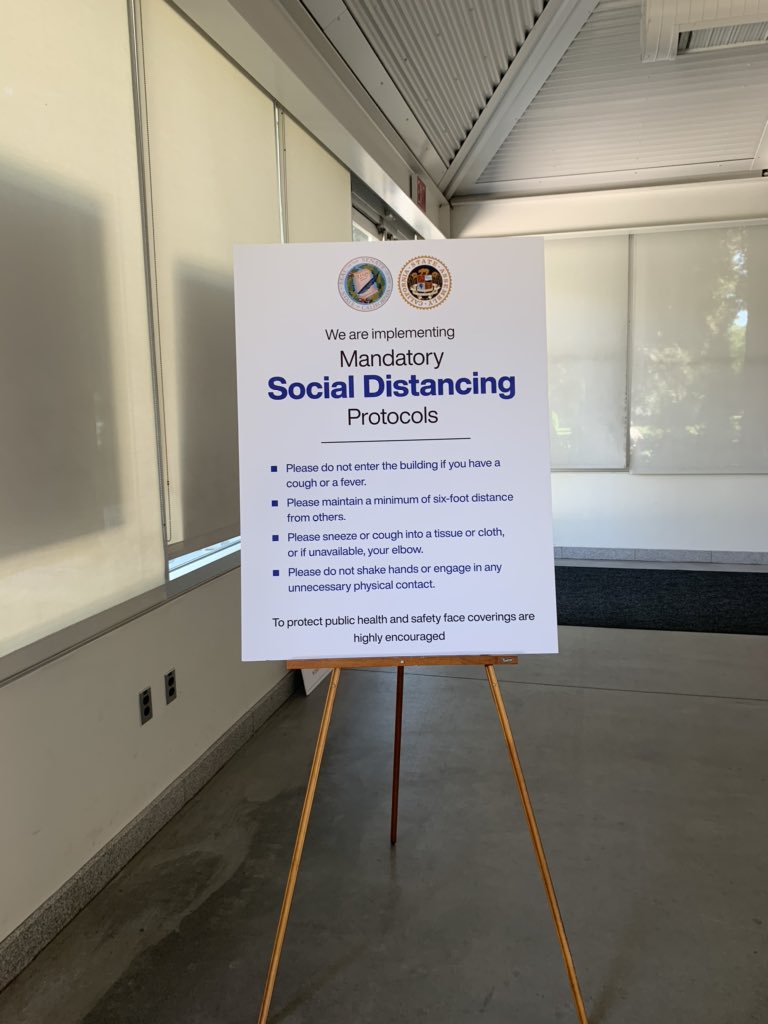 Before getting my temperature taken and being asked if I’ve experienced any symptoms of the virus, I was greeted with this sign outlining mandatory social distancing protocols.