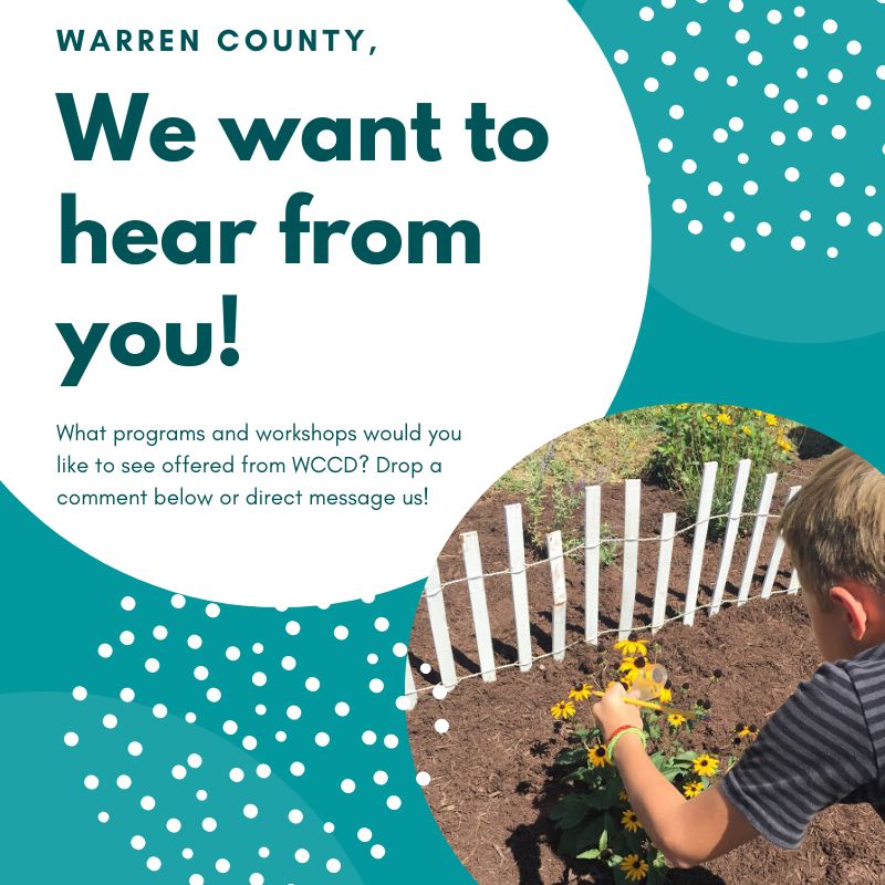 Welcome! We'll kick of our new page with some feedback. 🌿Comment an idea, like our page, and retweet this post for a chance to win a WCCD Nalgene bottle!
(Must be a Warren Co. resident to win.)