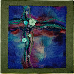 AreaGuild's tweet photo. Joanne Bast
"Blue Floral"
felted and stitched wool with carved stone flowers
Stitched to black painted gallery wrap canvas, 12x12
$200

Check out Joanne's Facebook page: Joanne Strehle Bast Art
contact manager@hanoverareaarts.com to purchase.
#hanoverareaartsguild #art #fiberart https://t.co/MhlQ0qs2Vm