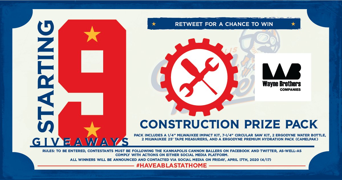 Kcannonballers's tweet photo. RETWEET for a chance to win a Construction Prize Pack! 

Thank you Wayne Brothers &amp; Preferred Construction Supply for helping us #HaveABlastatHome! https://t.co/RJBhMhrwMw