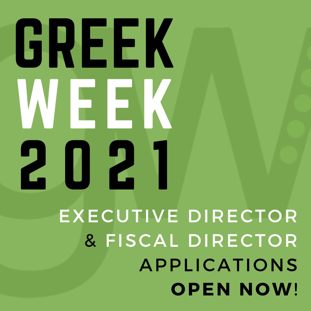 We’re still missing Greek Week 2020, but already looking forward to Greek Week 2021! We need Executive Directors and a Fiscal Director to make it all happen.

You can apply whether you’ve been on Central/Crew or not. Find both applications at the link in our bio!