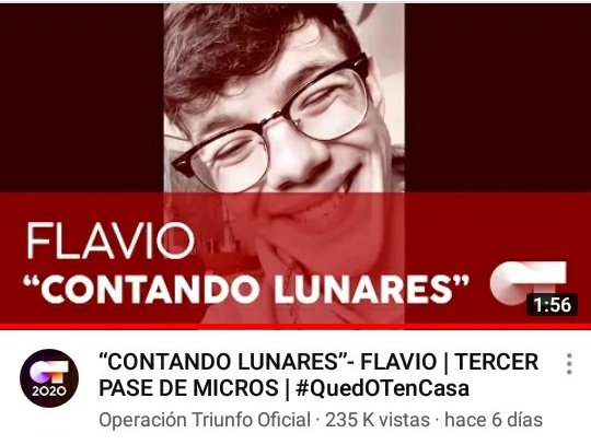 EmmanuelMP0491's tweet photo. @FlavioFdezES En el Top30 (en España) de las de tendencias de música en @YouTubeEspanol, @SoyFlavioOT2020 se encuentra en las posiciones 18 y 24, con #Calma y #ContandoLunares https://t.co/C6JK4QYT2h