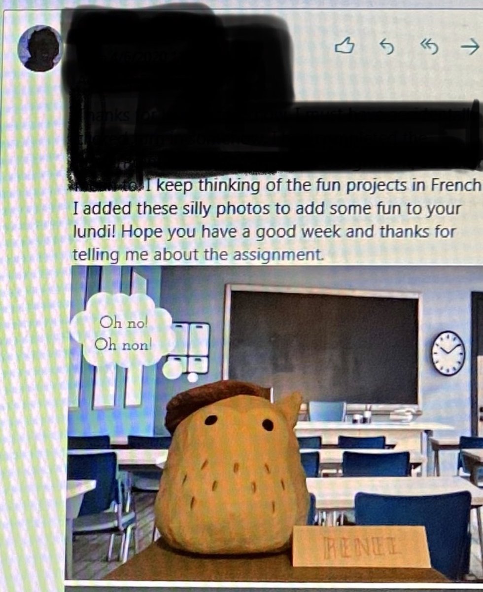 Buffett students are incredible-so thoughtful and caring. This student sent out a sweet message, with an adorable screenshot of a project she did in class- just to brighten my day. #IMissMyStudents #WeAreBuffett @BuffettMagnet