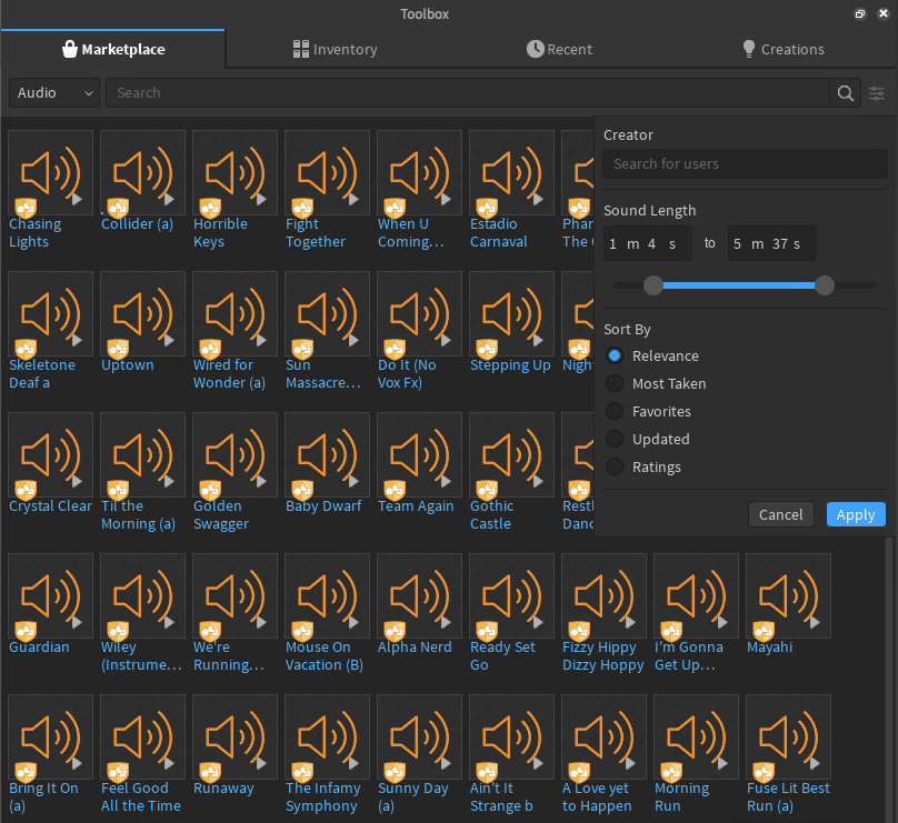 Roblox Developer Relations On Twitter No More Sifting Through 3 Minute Long Anthems While Searching For Sound Effects You Can Now Filter Audio Searches By Length In The Marketplace Check Out The Announcement For - team dev roblox