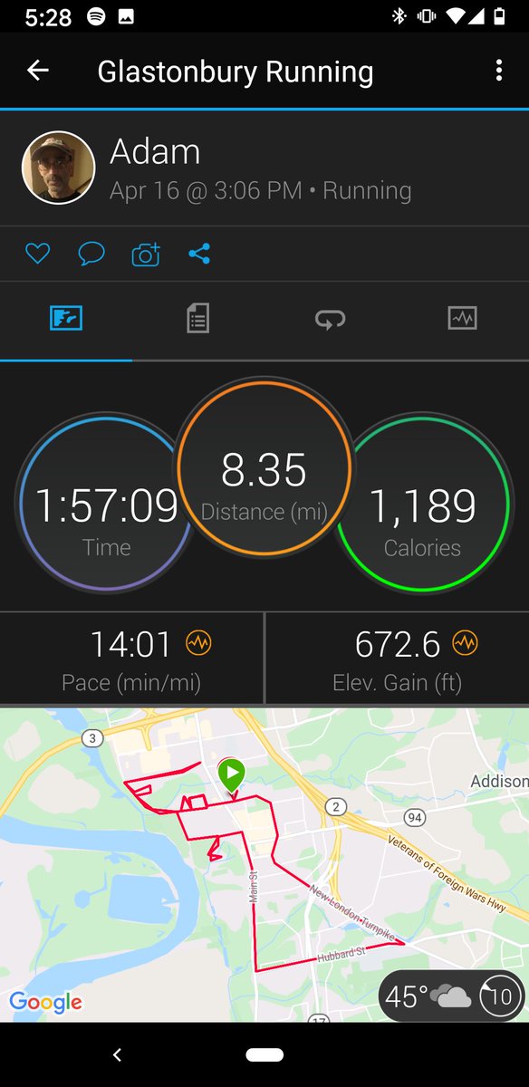 CTRunner21's tweet photo. #crohnswarrior #walkingwithcrohns 8 mile cool down walk. @AfterShokz #shokzsquad @HOKAONEONE #timetofly #bondi6 @BibRave #ReleasetheRunner @Orangemud #everydaydirt @badassorg #amBADASSador @RunHMF #TeamHMF @AchillesCT #GoAchilles @nuunhydration #nuunlife #DoWork #getresults https://t.co/UlnK87LiBm