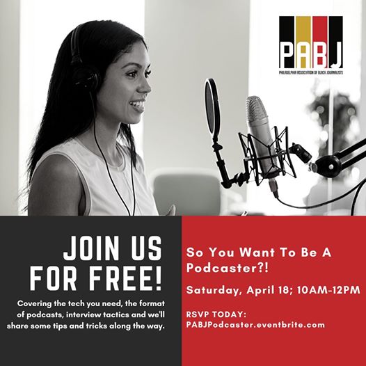pabj's tweet photo. Interested in becoming a #podcaster? Start here with @pabj on Saturday. We're stronger when we create and own the stories for and about our communities. #pabjunity #nabj #phillycreatives https://t.co/HNsMLALiNo